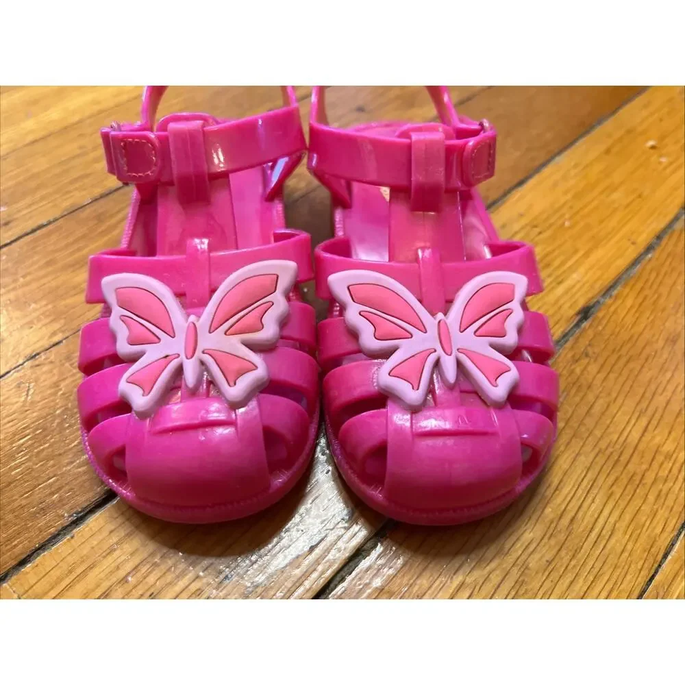 Oshkosh B’Gosh Size 8 Toddler Hot Pink Baby Girl Plastic Jelly Sandal Butterfly